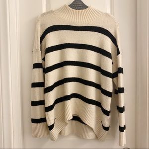 Black & Creme striped Sweater: MEDIUM